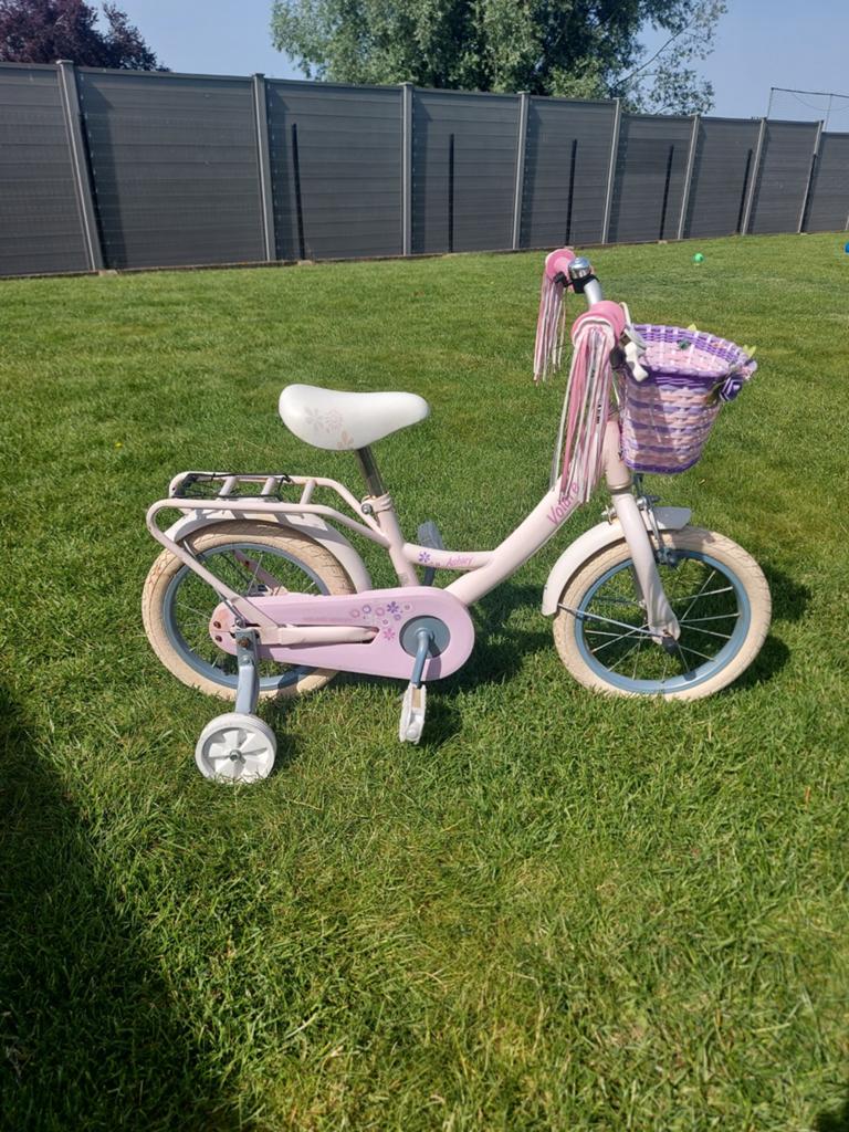 Meisjesfiets 14 inch met zijwieltjes, Fietsen en Brommers, Fietsen | Kinderfietsjes, Ophalen, Zijwieltjes