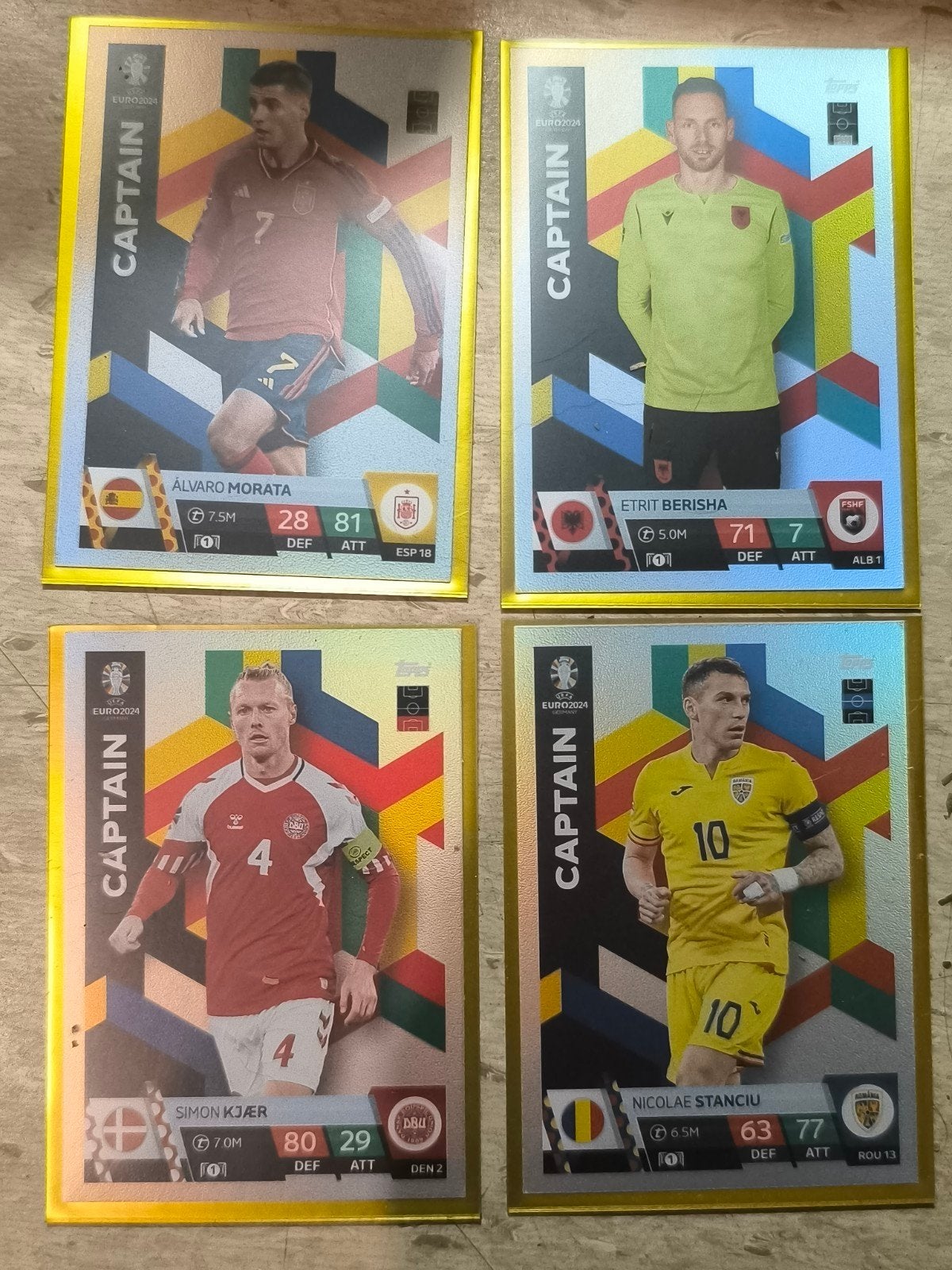 Topps Match Attax Euro 2024 – Captain Set van 4 (Morata, Kjæ, Ophalen