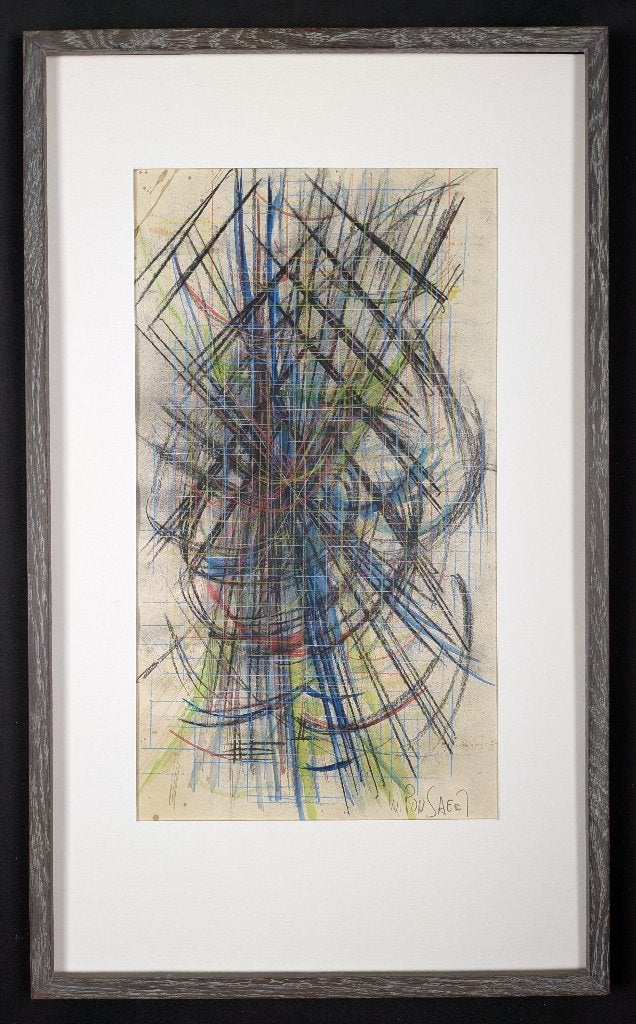 Walter Ponsaert- Dwarrelend - gemengd techniek - kader, Antiek en Kunst, Kunst | Tekeningen en Fotografie, Ophalen of Verzenden