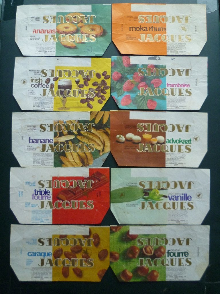 chocolade Jacques chocolat emballage x 10 wikkels jaren '70, Collections, Enlèvement ou Envoi, Utilisé, Emballage