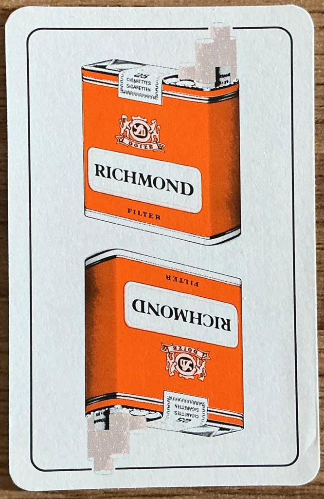 Carte à jouer RICHMOND CIGARETTES, Collections, Enlèvement ou Envoi, Comme neuf, Carte(s) à jouer