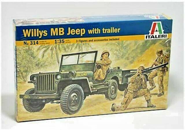 ITALERI 0314 WILLYS MB JEEP WITH TRAILER échelle 1/35, Hobby en Vrije tijd, 1:32 tot 1:50, Nieuw, Ophalen of Verzenden, Italeri