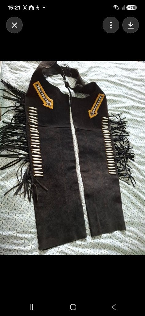 Vitage zware leren cowboy Chaps Xl zware kwaliteit, Dames, Ritssluiting, Overige merken, Zwart