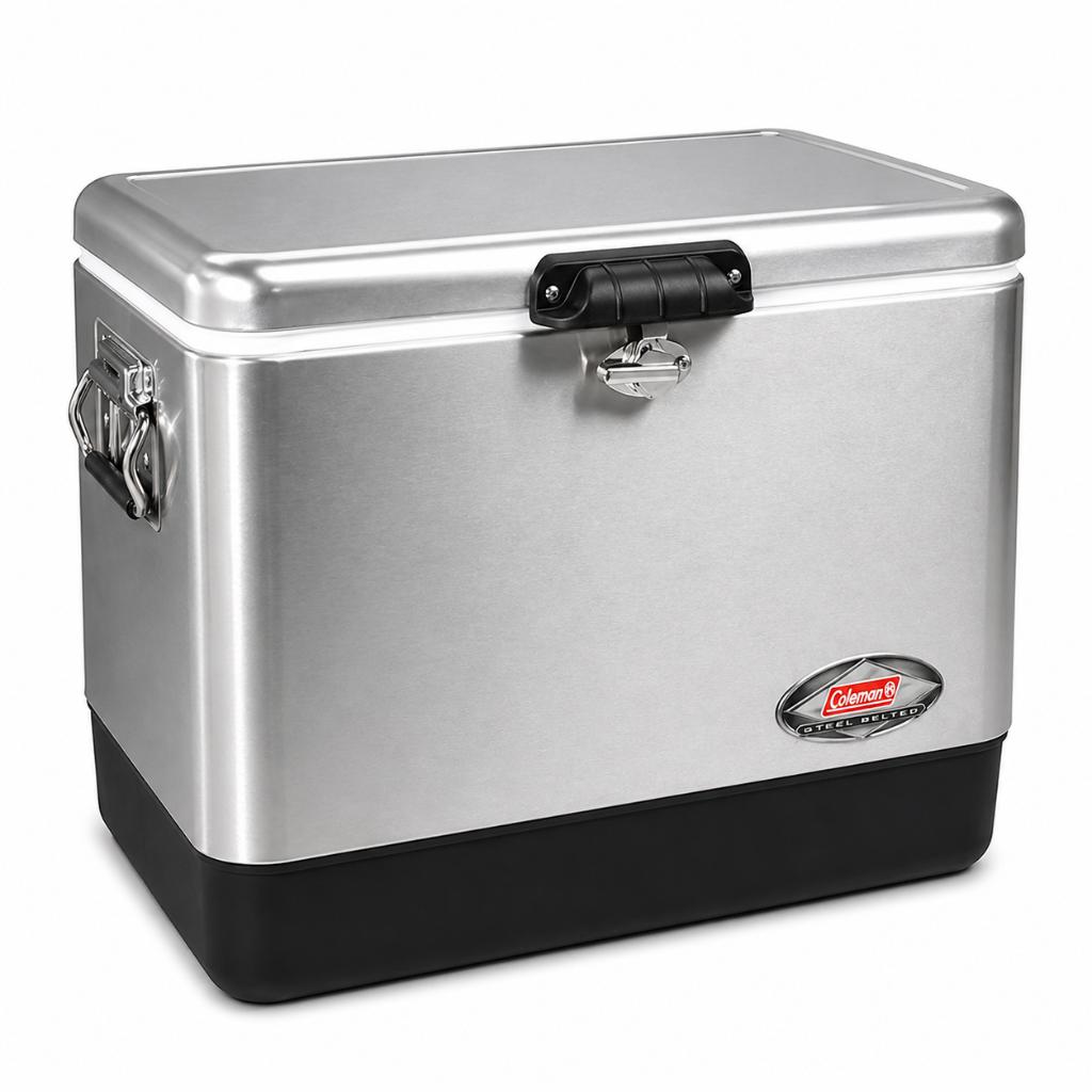 Echte Coleman Roestvrijstalen cooler box 51L met Have a Seat, Ophalen of Verzenden, Zo goed als nieuw