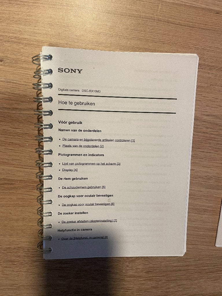 sony rx10 III handleiding op papier in NL, Handleiding, Ophalen of Verzenden, Zo goed als nieuw, Sony