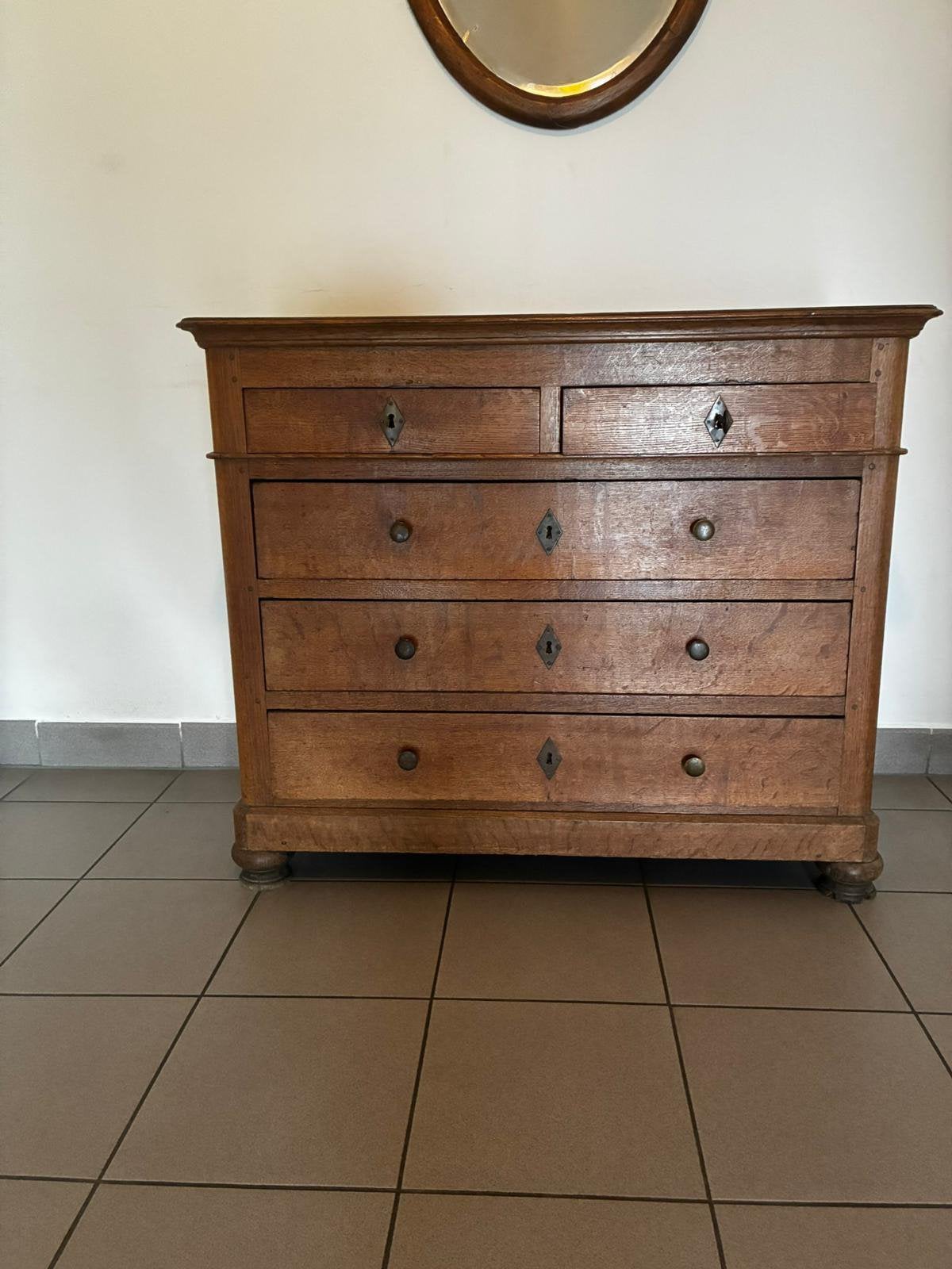 Commode en bois massif, Maison & Meubles, Armoires | Commodes, 5 tiroirs ou plus, Antiquité, Enlèvement, Utilisé