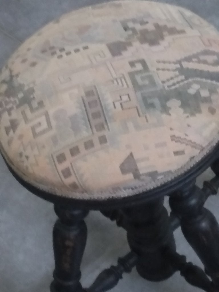 Superbe tabouret de piano ancien de couleur ébène, Enlèvement, Utilisé, Noir, Piano