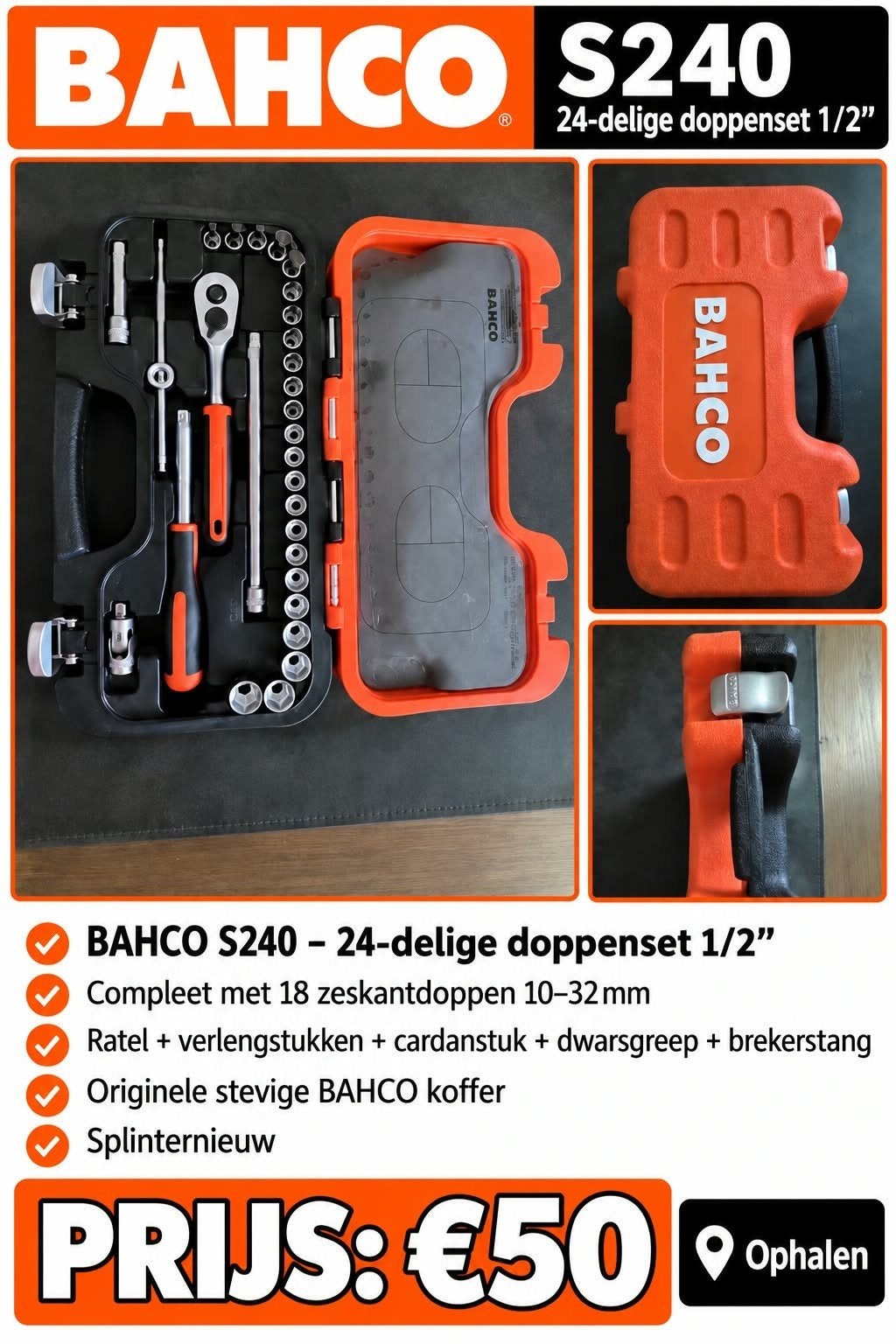 Bahco dopsleutelset NIEUW!, Bricolage & Construction, Enlèvement, Neuf, Jeu d'outils, Autres marques