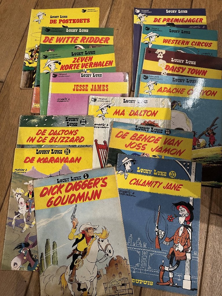 Lucky Luke – 14 oude stripalbums – Morris – Dupuis & Dargaud, Gelezen, Ophalen of Verzenden, Morris, Meerdere stripboeken