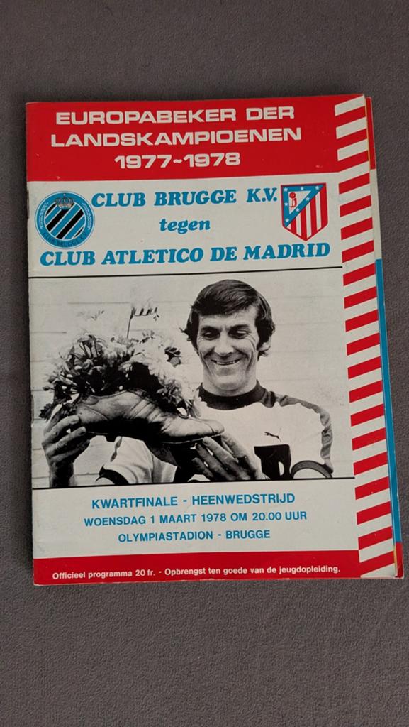 Programmaboekje Club Brugge - Atlético Madrid 01/03/1978, Verzamelen, Ophalen of Verzenden, Gebruikt, Boek of Tijdschrift