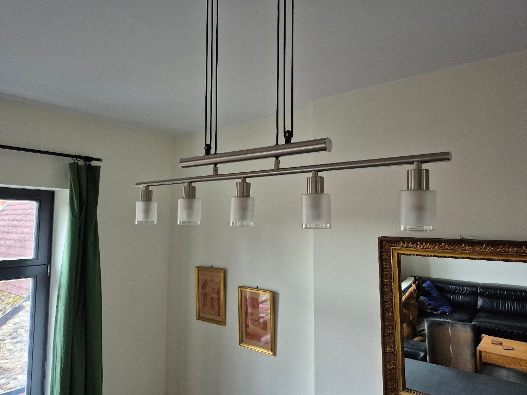 Plafonnier LED en Inox et Verre, Maison & Meubles, Lampes | Plafonniers, Moderne, LED, Comme neuf, Enlèvement