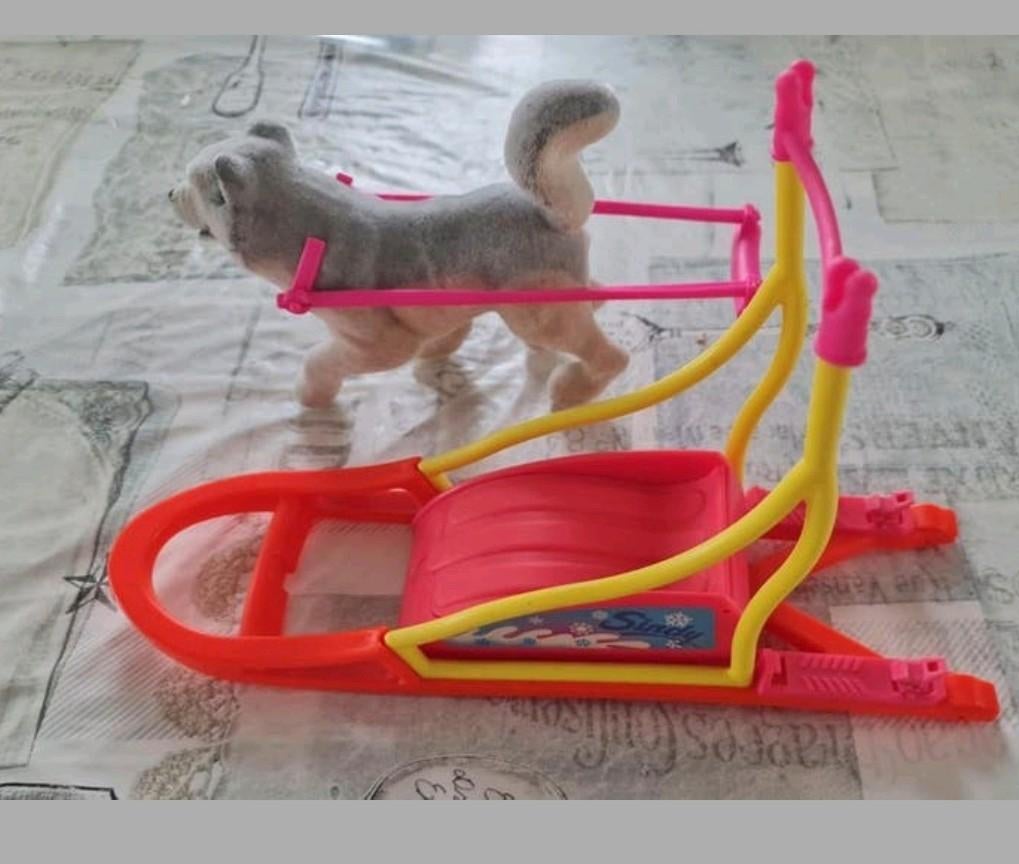 Barbie : Sindy husky hond met slee, Ophalen of Verzenden, Barbie