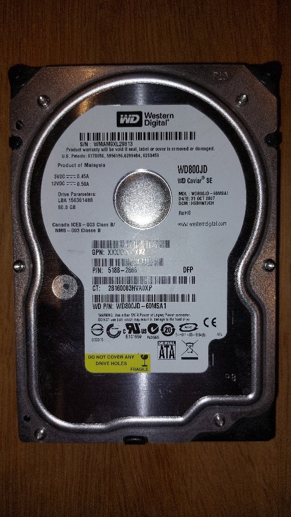 HDD 3.5 Western Digital 80 Go SATA - WD800JD-60MSA1, Computers en Software, Ophalen, Intern, Gebruikt, 80 Gb