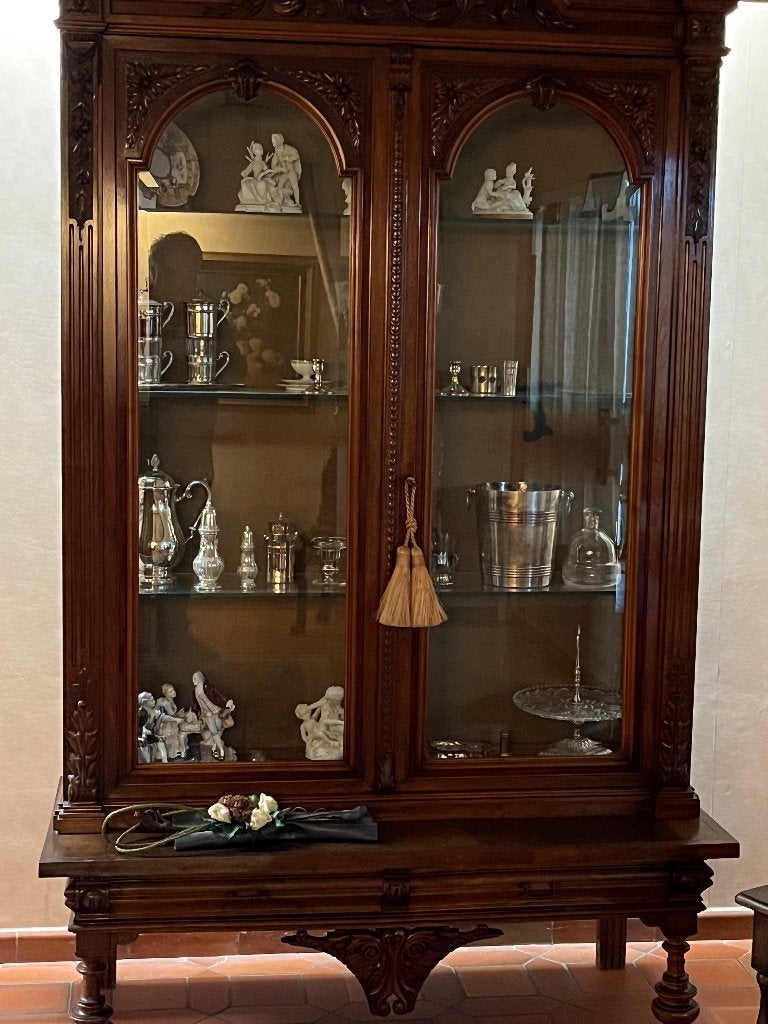 Imposante antieke vitrinekast uit circa 1900, Antiek en Kunst, Antiek | Meubels | Kasten, Ophalen