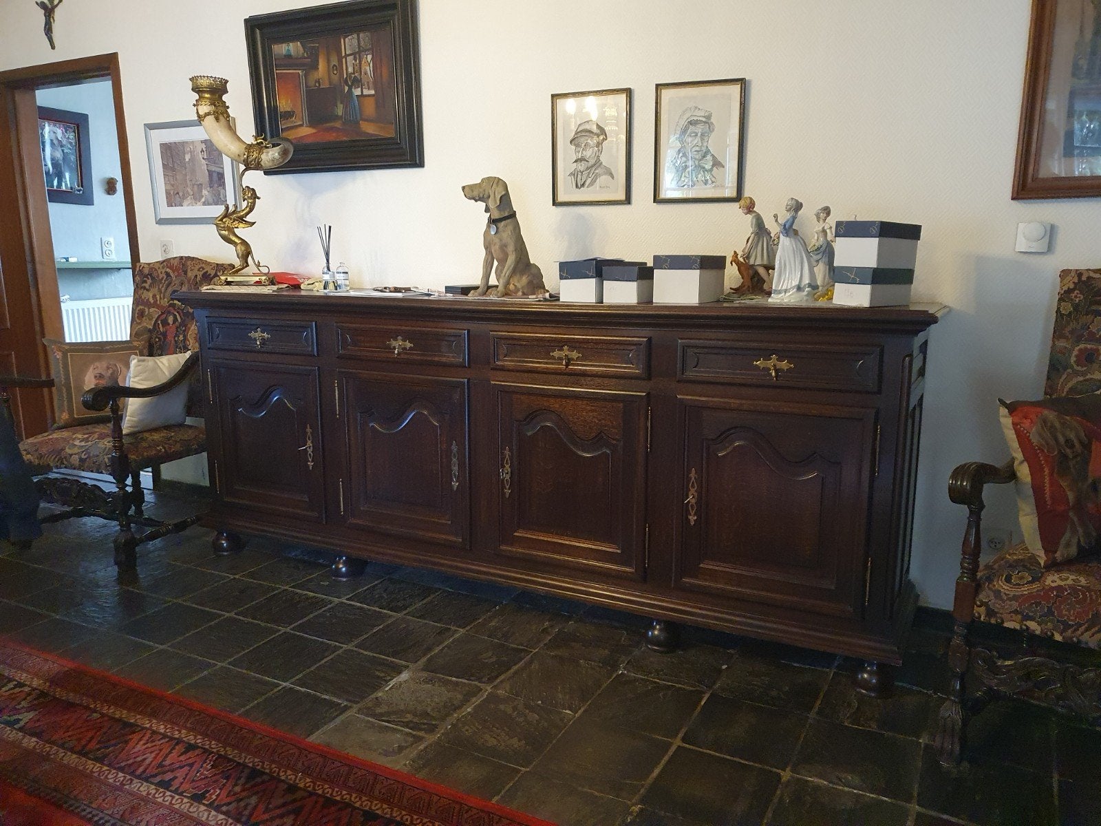 "Handmade" donker eik dressoir, Ophalen