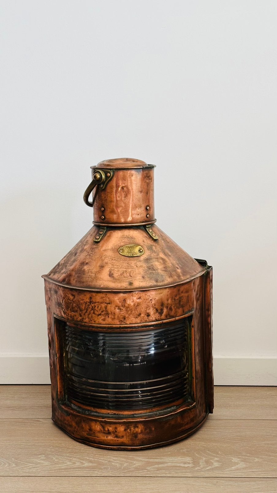Solid copper brass starboard lantern, Verzamelen, Ophalen, Gebruikt