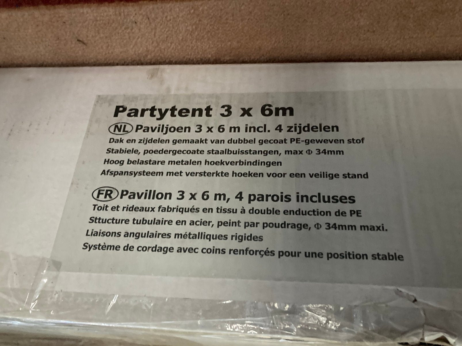 Partytent / paviljoen 3 x 6 m met 4 zijwanden, Ophalen, Gebruikt, Partytent, Minder dan 4 meter