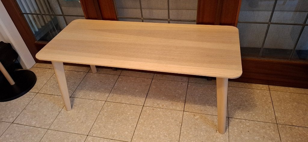 Table basse scandinave (Ikea), 100 à 150 cm, Scandinave plaqué frêne, Comme neuf, Enlèvement