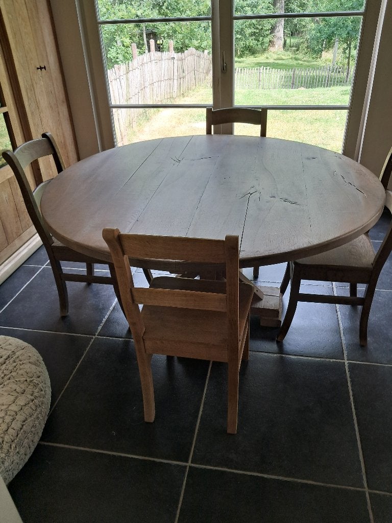Massief eiken tafel en 6 massief eiken stoelen, Ophalen