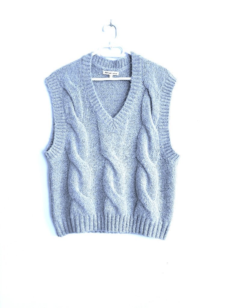 Millenium debardeur – babyblauw – TU – kabelgebreid, Maat 38/40 (M), Millenium, Zo goed als nieuw, Zonder mouw