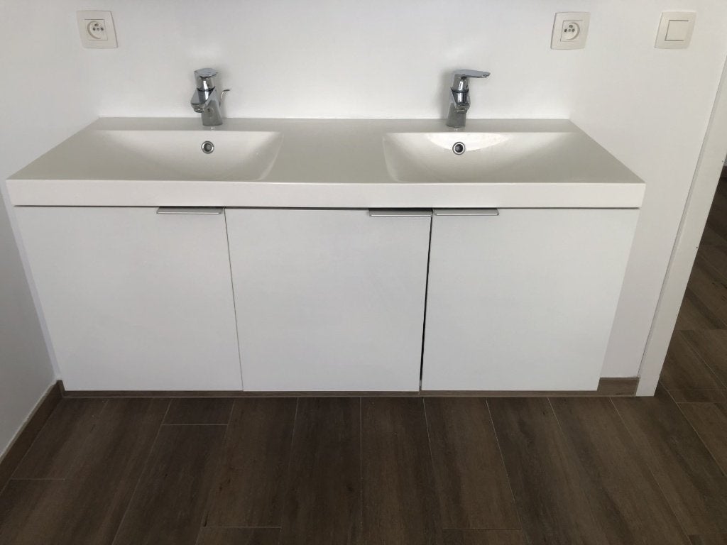 witte wastafel meubel + lavabo 120 cm, Bricolage & Construction, Sanitaire, Utilisé, Lavabo, Enlèvement