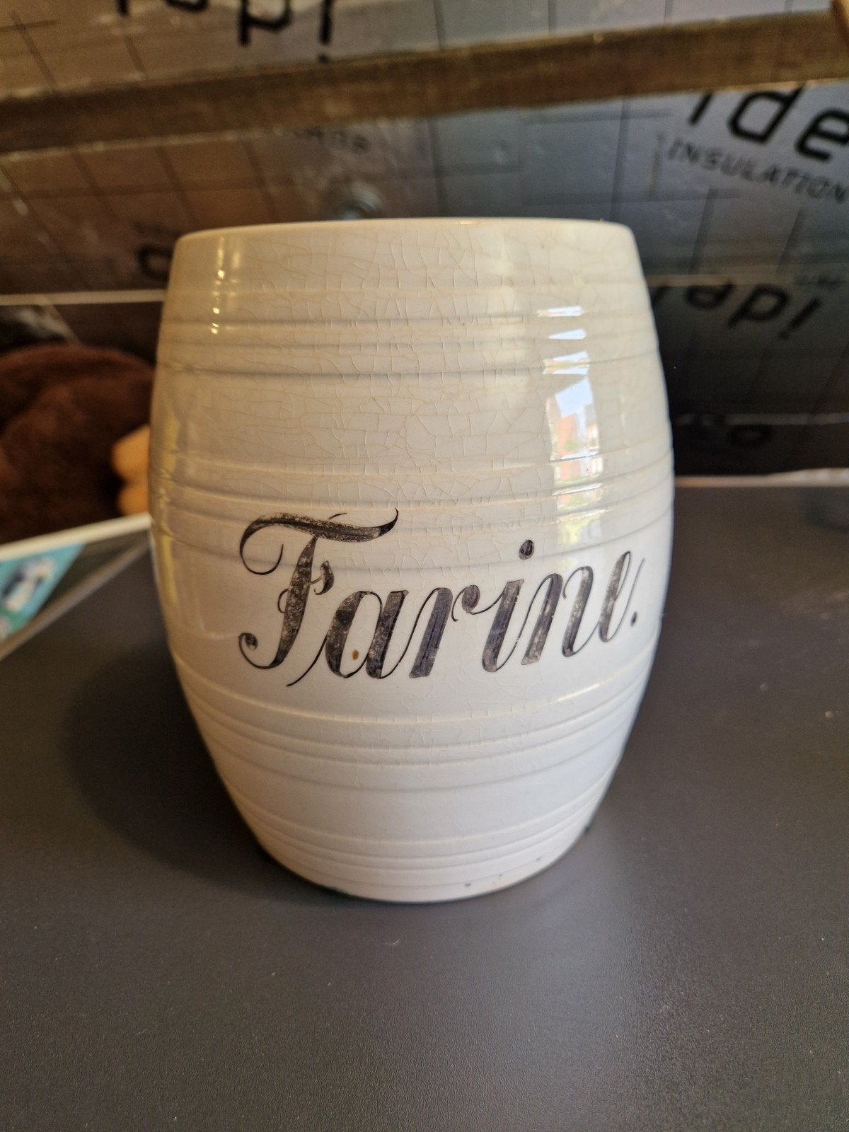 Vintage porseleinen voorraadpot “Farine” – Franse keukenpot, Ophalen