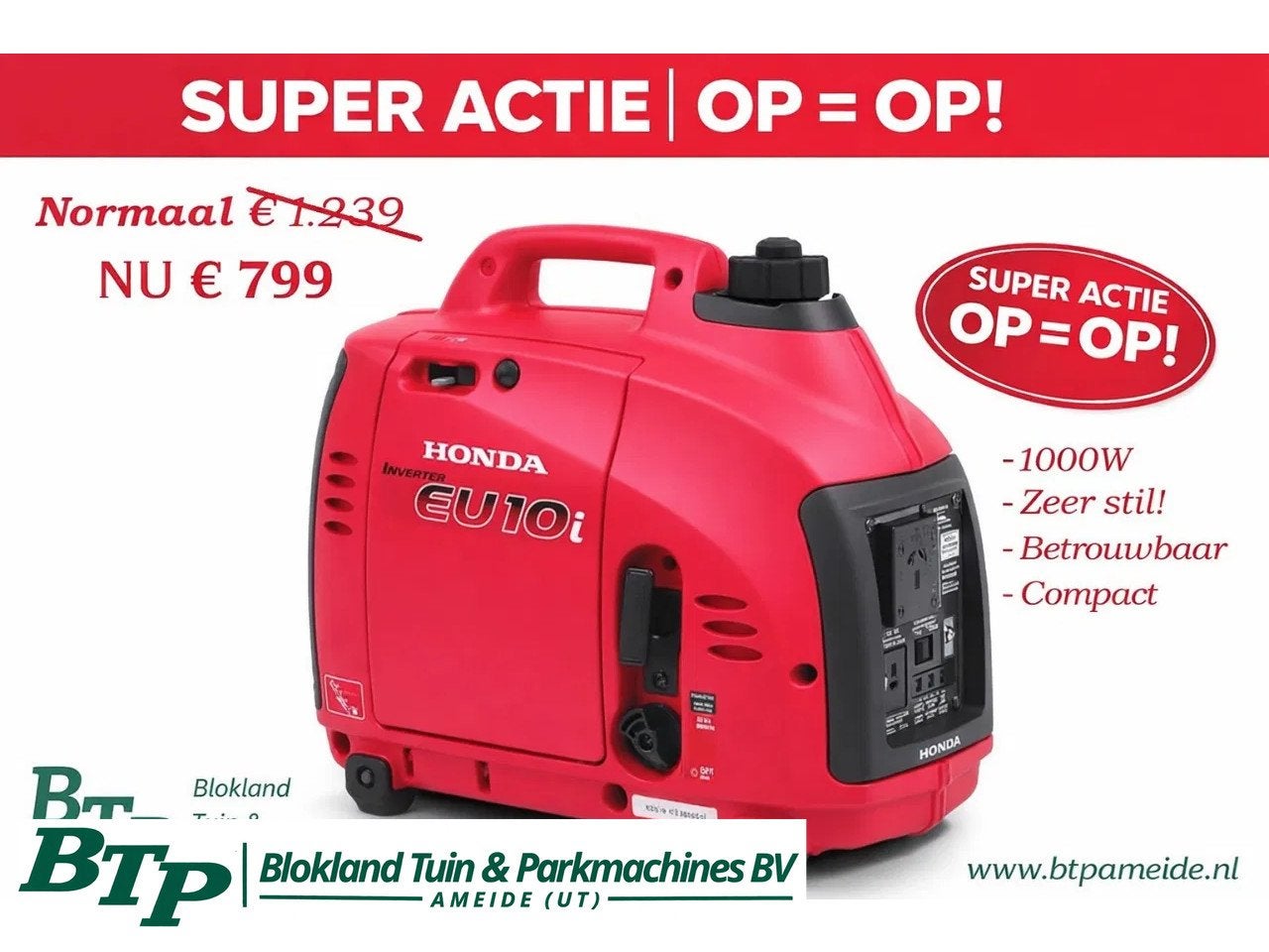 Honda Generator 1000w eu10i inverter noodstroom aggregaat ko