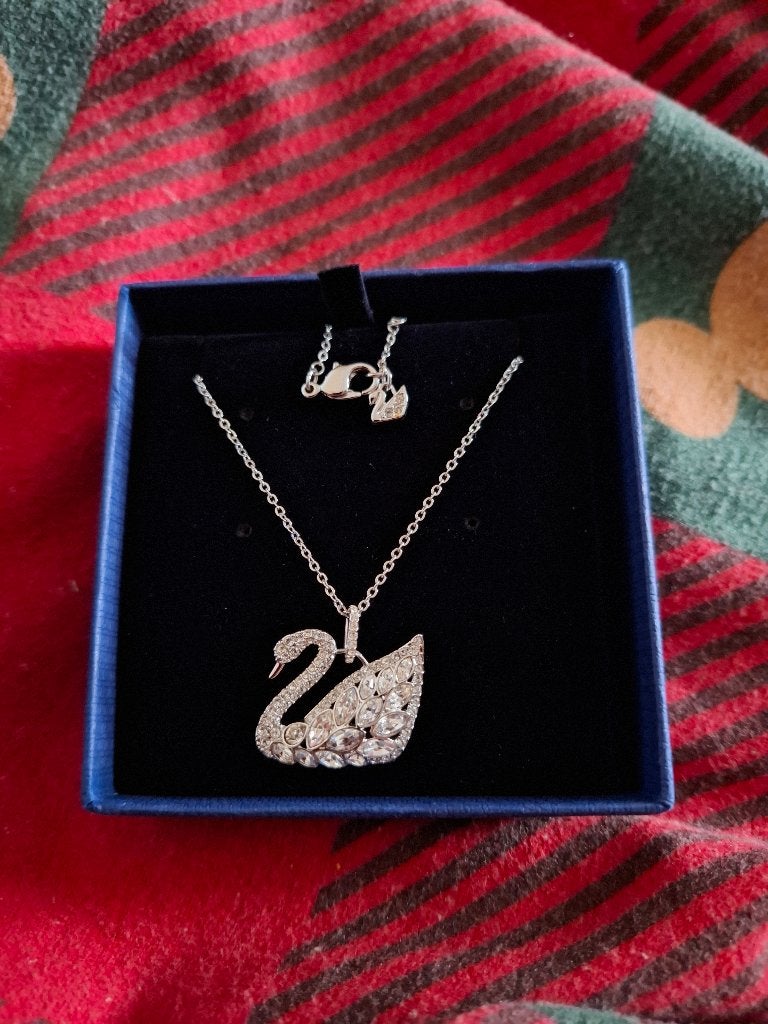 Swarovski ketting zwaan, Handtassen en Accessoires, Kettingen, Ophalen, Zo goed als nieuw, Zilver, Zilver