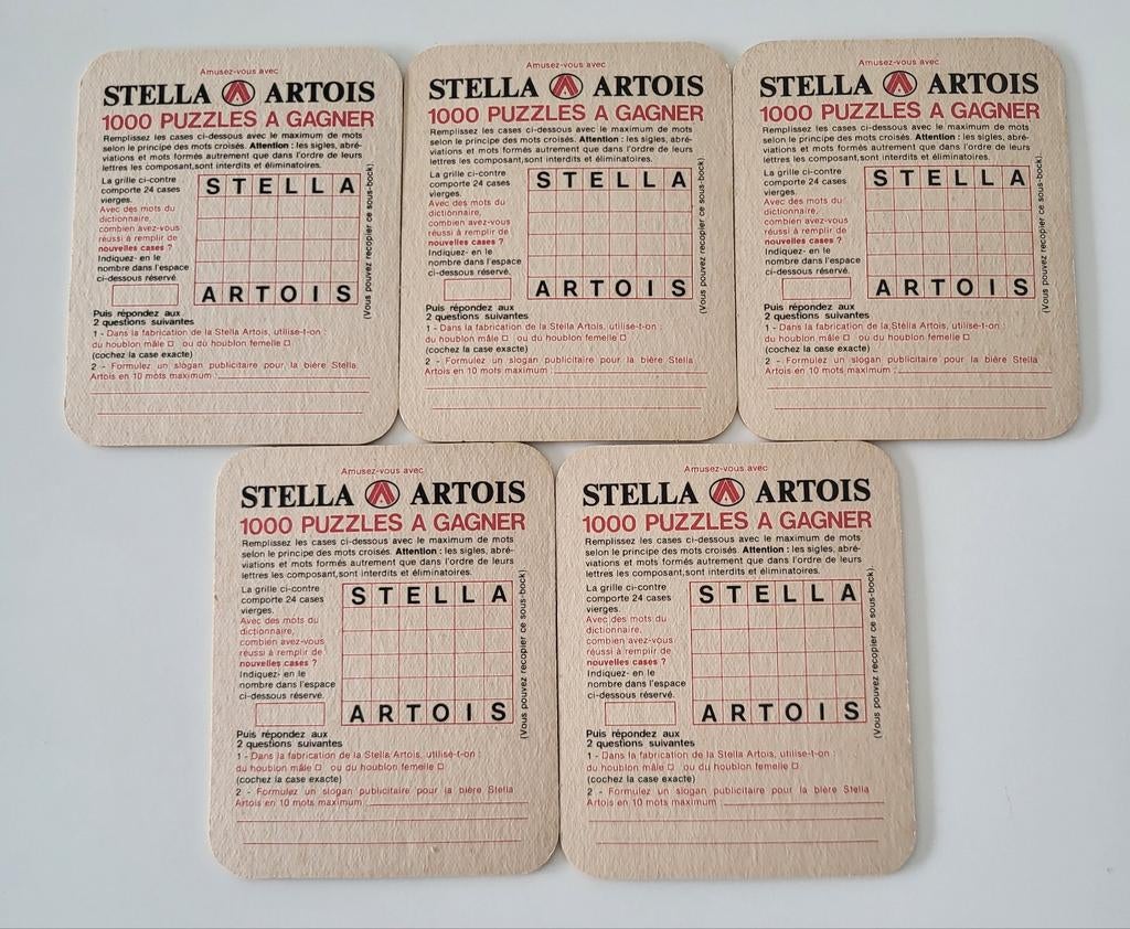 5 Stella Artois bierviltjes, Ophalen of Verzenden, Stella Artois