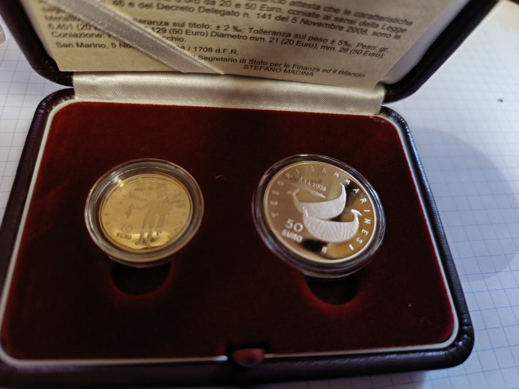 San Marino 20 en 50 euro 2008 Goud, Ophalen, San Marino, Setje, Goud