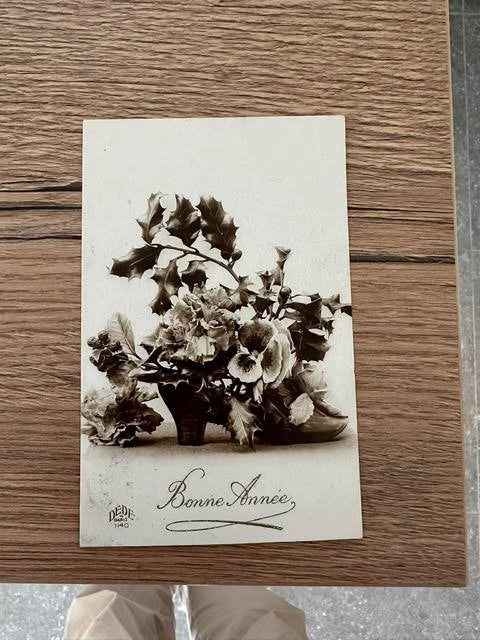 Bonne année Dede Paris 1929 postkaart carte postale, Verzamelen, Ophalen of Verzenden, 1920 tot 1940, Gelopen, Feest(dag)