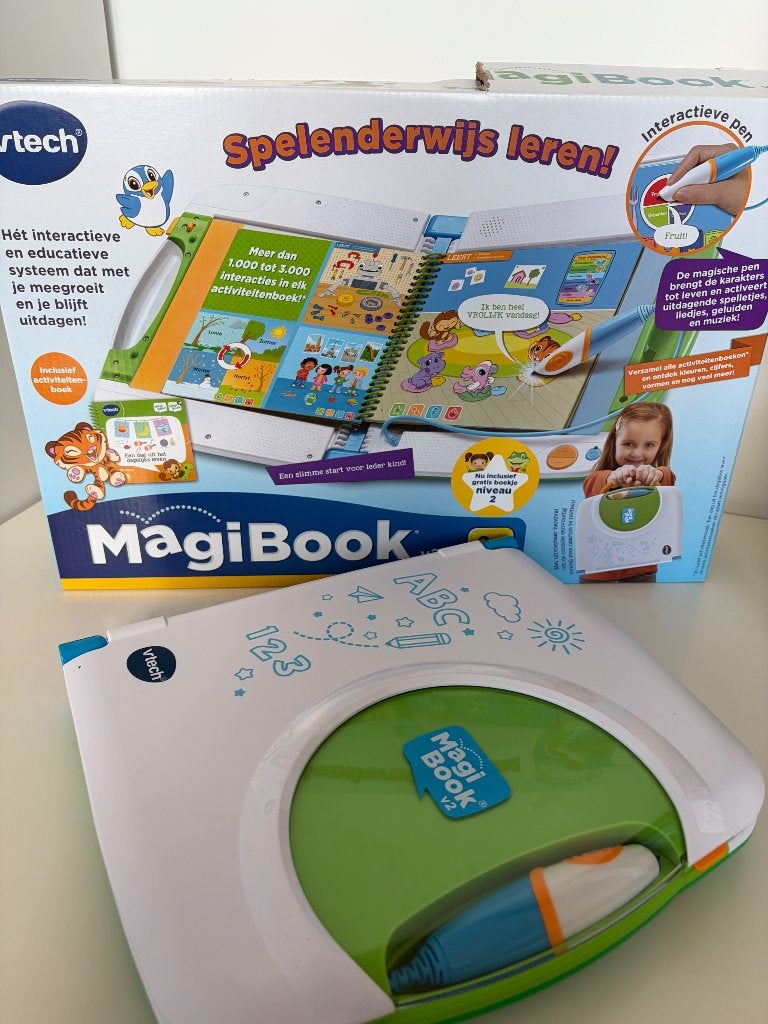 Vtech magibook & 3 boekjes, Ophalen, Zo goed als nieuw