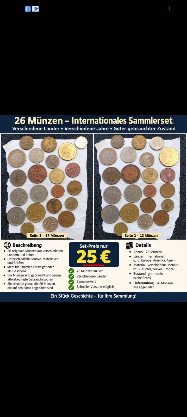 histoire des pièces 26, Timbres & Monnaies, Enlèvement ou Envoi, Monnaie