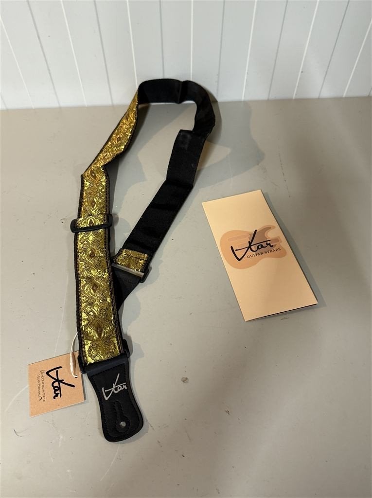 Handgemaakte Gitaarband - 70s Stijl - Psychedelisch Goud - V, Musique & Instruments, Instruments | Accessoires, Enlèvement ou Envoi
