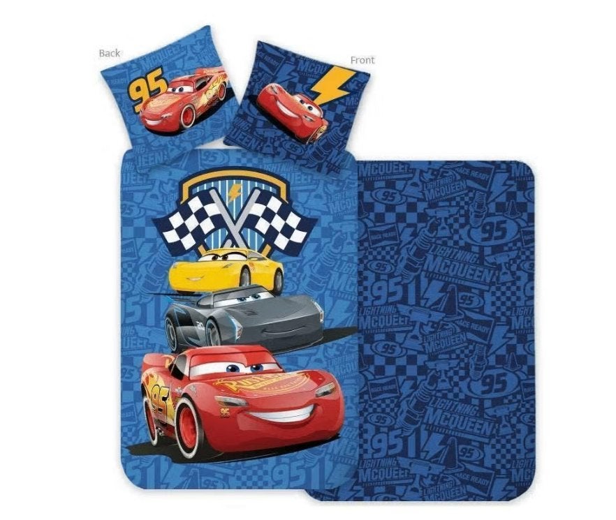 Disney Cars Dekbedovertrek 140 x 200 - Katoen - Blauw, Neuf, Garçon, Double face, Enlèvement ou Envoi
