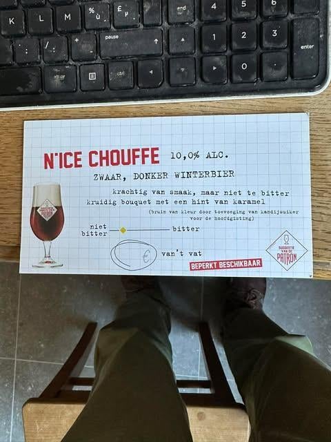 n'ice chouffe klein reclame bord karton, Ophalen of Verzenden, Nieuw, Reclamebord, Plaat of Schild, Overige merken
