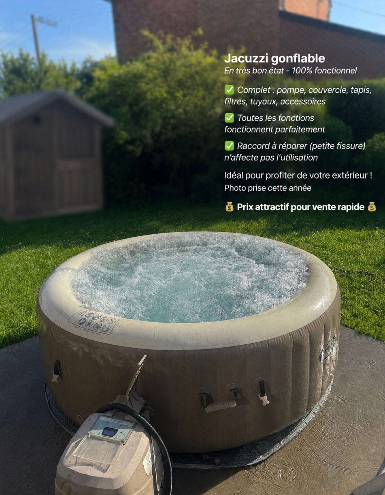 Jacuzzi intex complet, Enlèvement, Utilisé, Couverture, Gonflable