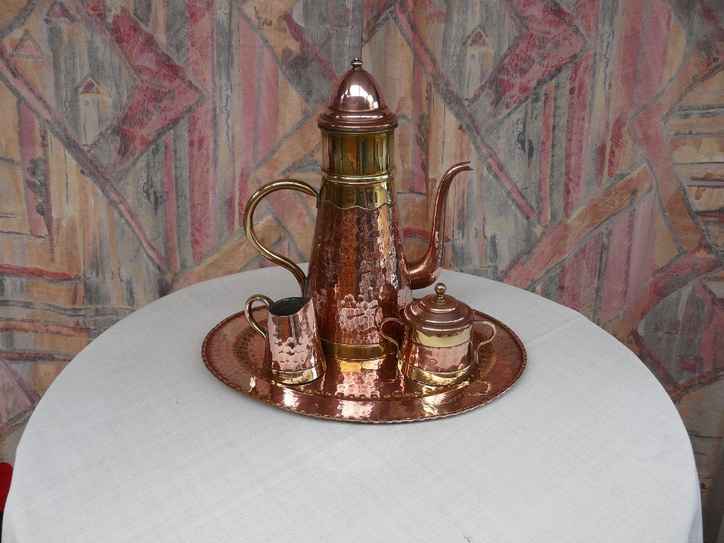Koperen koffieset (4 stuks), Ophalen of Verzenden