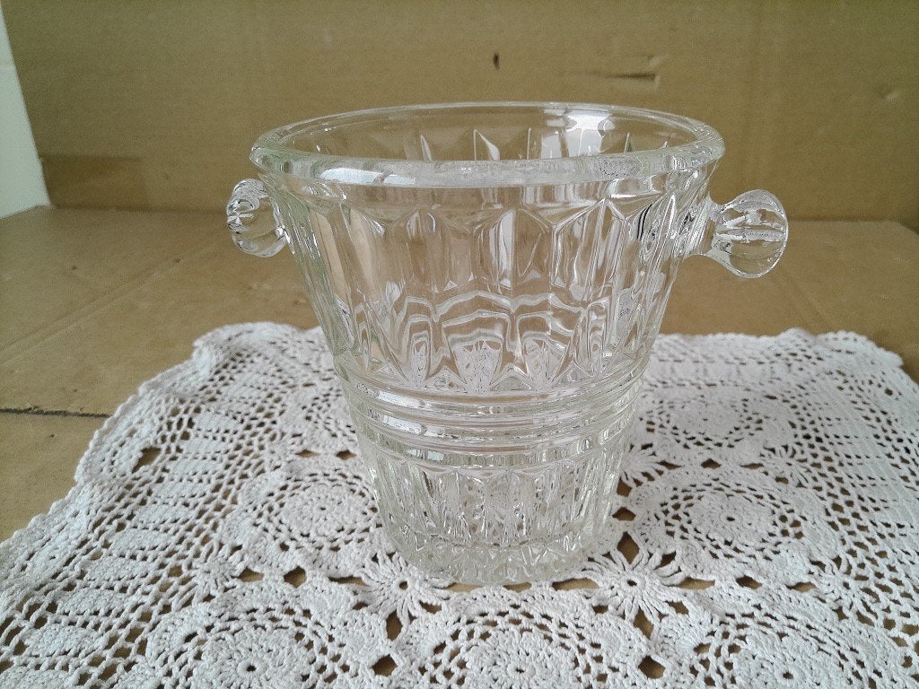 curiosa vijzel van glas vintage glazen vijzel 13cm hoog 1970, Ophalen of Verzenden