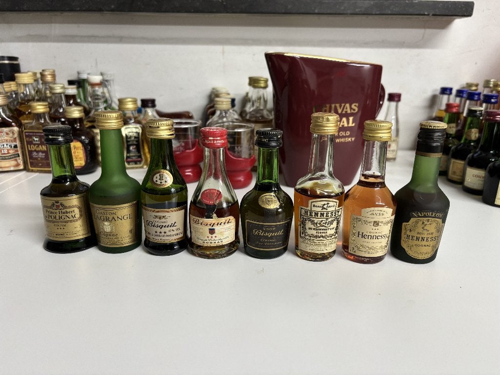 Lot van 8 Vintage Cognac Miniaturen, Ophalen of Verzenden, Gebruikt