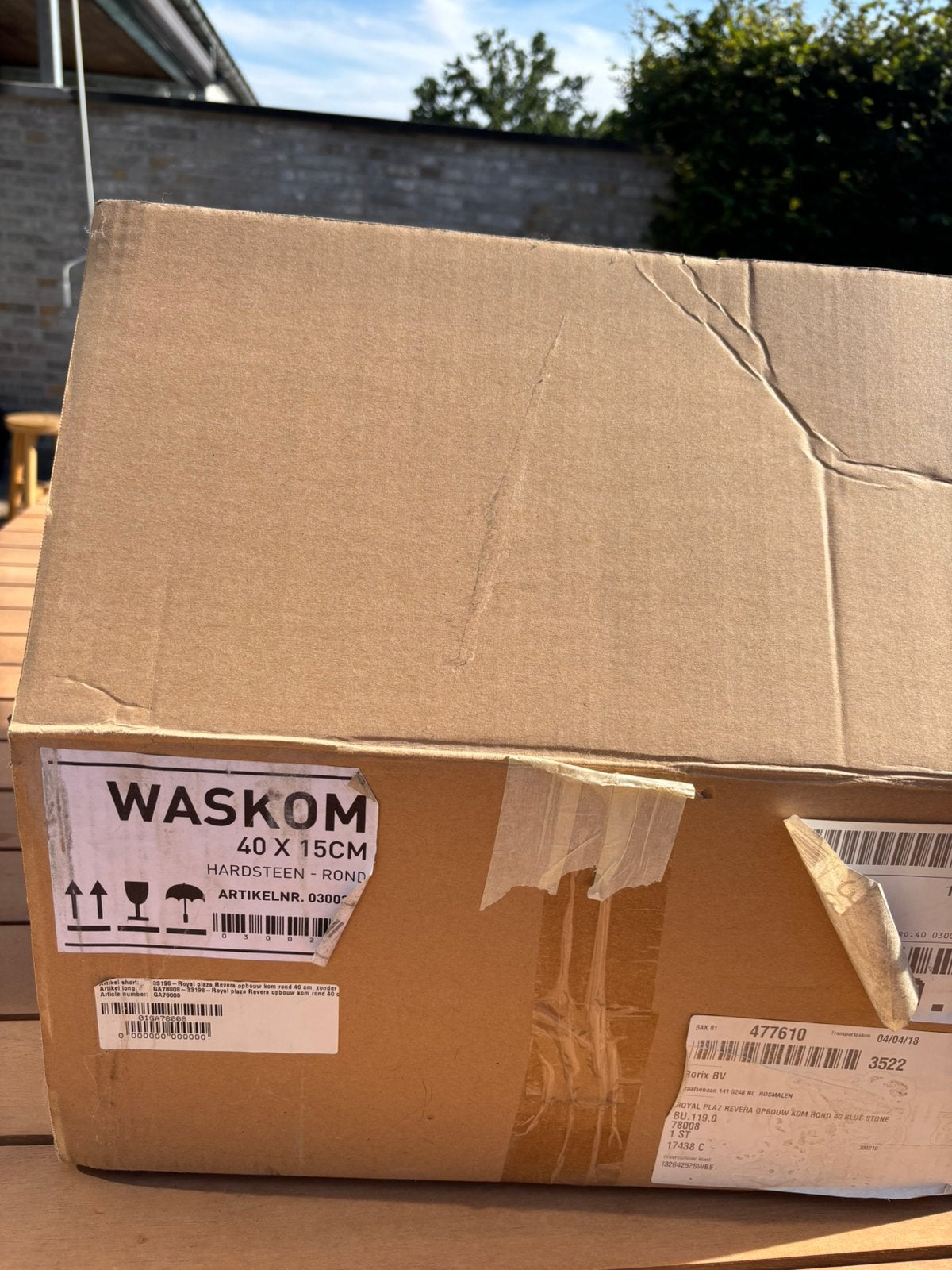Lavabo natuursteen nog in verpakking, Ophalen, Minder dan 50 cm, Nieuw, Minder dan 25 cm