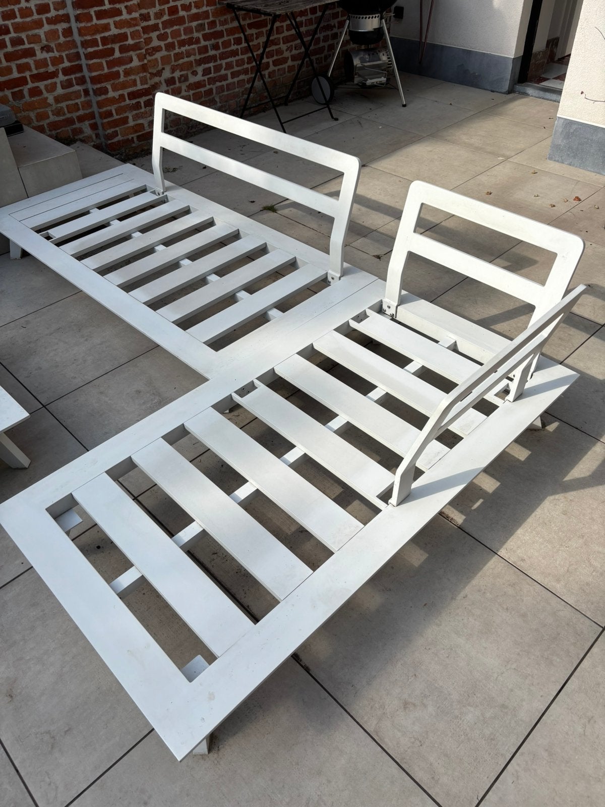 Wit outdoor lounge/ligbed frame, Ophalen, 4 zitplaatsen, Gebruikt, Bank