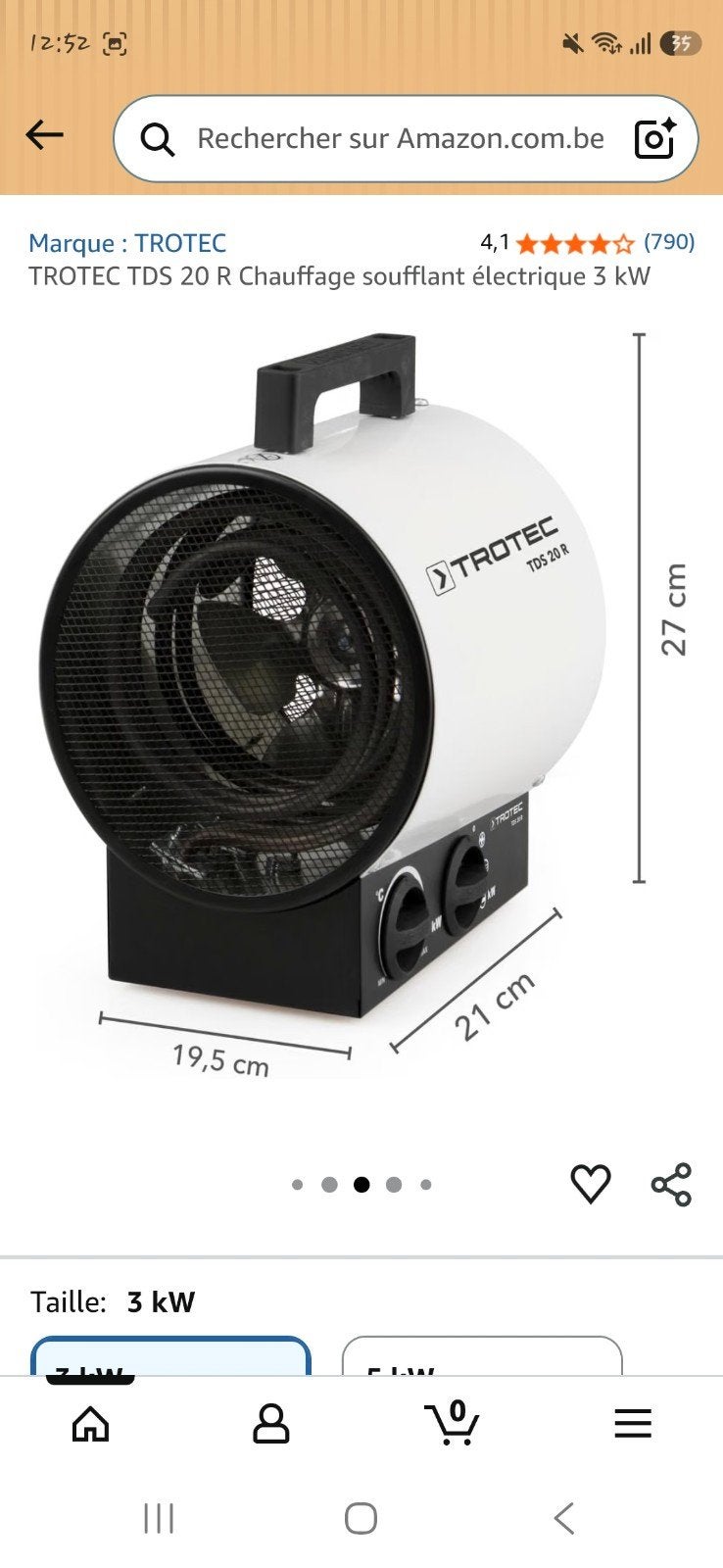 chauffage électrique 3kw, Ophalen, Nieuw, 800 watt of meer, Radiator