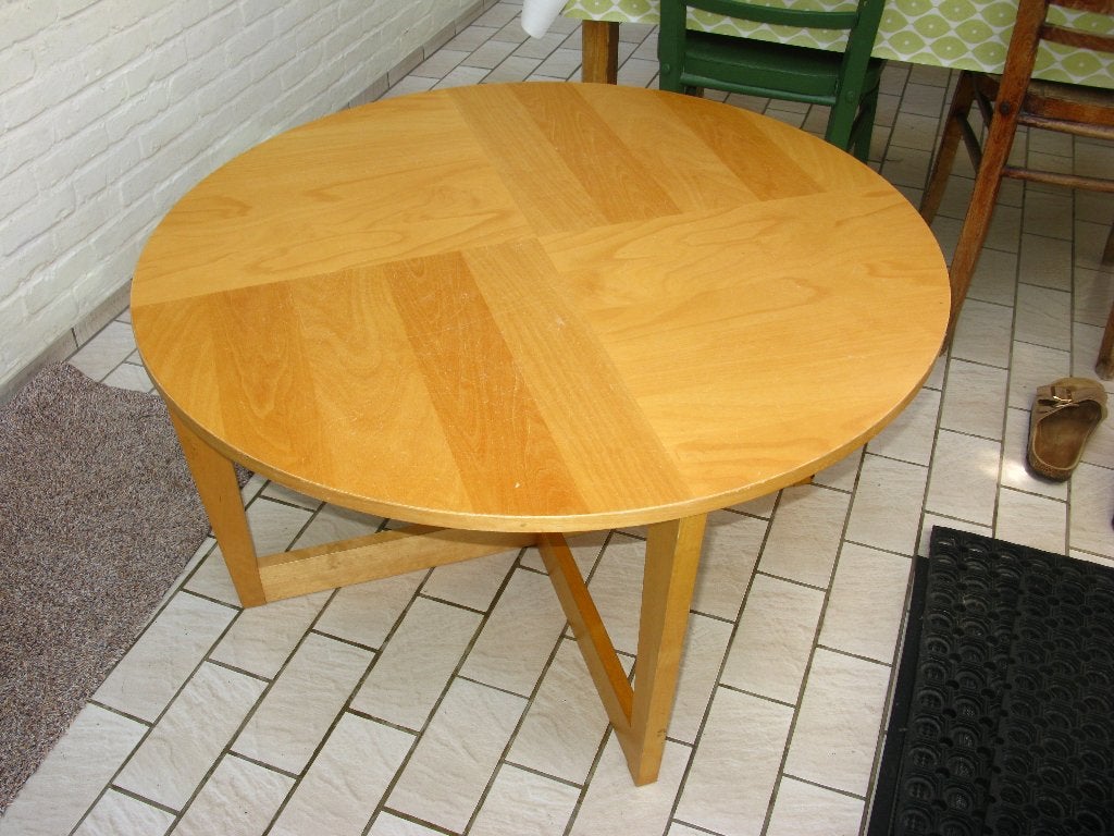 ronde lage salontafel 90 cm doorsnede / 48 cm hoog, Huis en Inrichting, Tafels | Salontafels, Ophalen, Gebruikt, Rond, 50 tot 100 cm