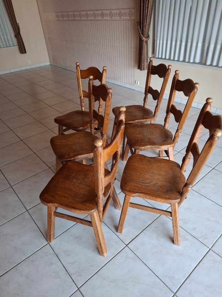 6 stoelen, Huis en Inrichting, Ophalen, Gebruikt, Bruin, Vijf, Zes of meer stoelen