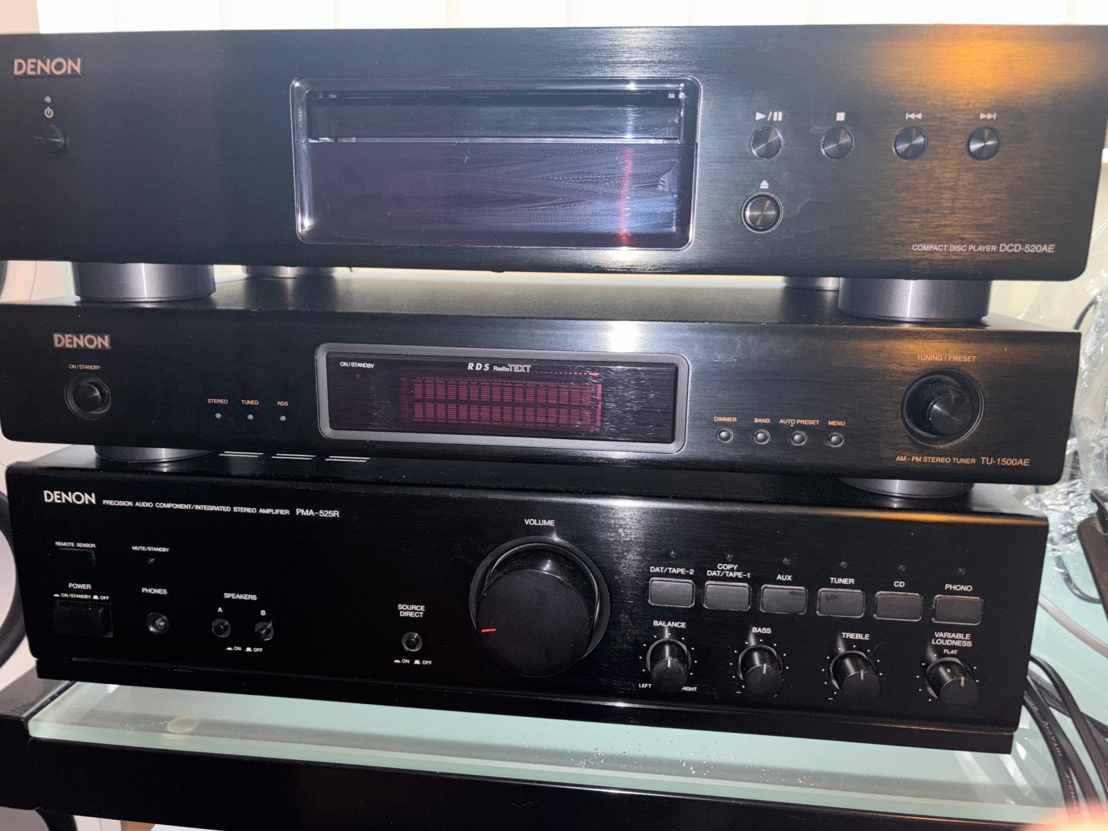 Chaibe Hi-Fi Denon (PMA 525R / DCD 520 AE /TU 1500 AE)  🔆, TV, Hi-fi & Vidéo, Enlèvement, Comme neuf, Lecteur CD, Denon