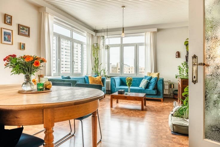 Set van 2 blauwe velours zetels, Maison & Meubles, Enlèvement