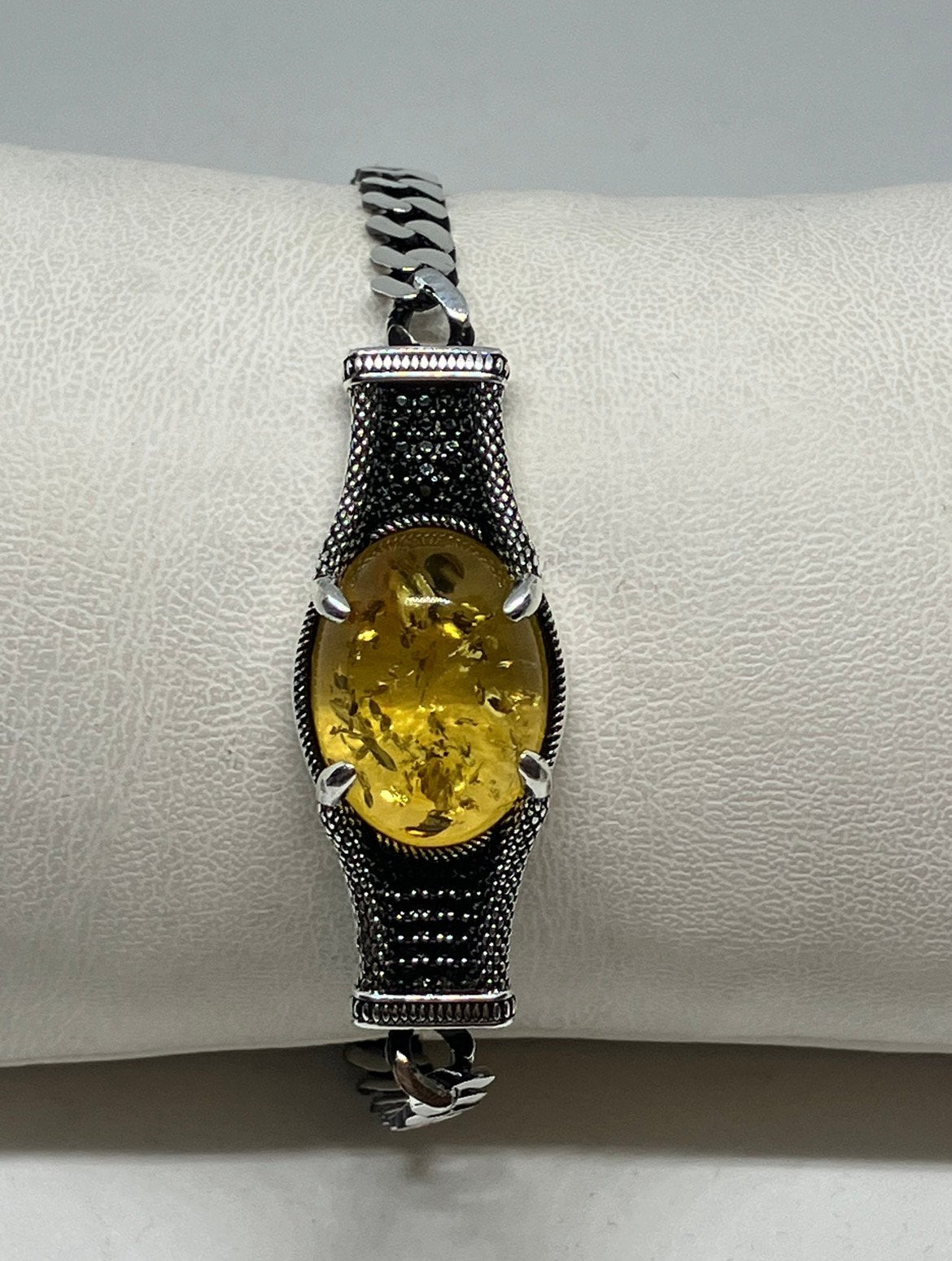 Zilveren armband met echte barnsteen amber 925, Overige kleuren, Nieuw, Ophalen of Verzenden, Met edelsteen