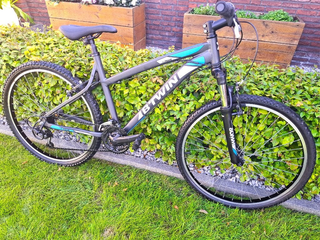 Als nieuw, Rockrider ST340 mountainbike maat M + voorvering, Autres marques, Frein sur jante, 45 à 49 cm, Enlèvement