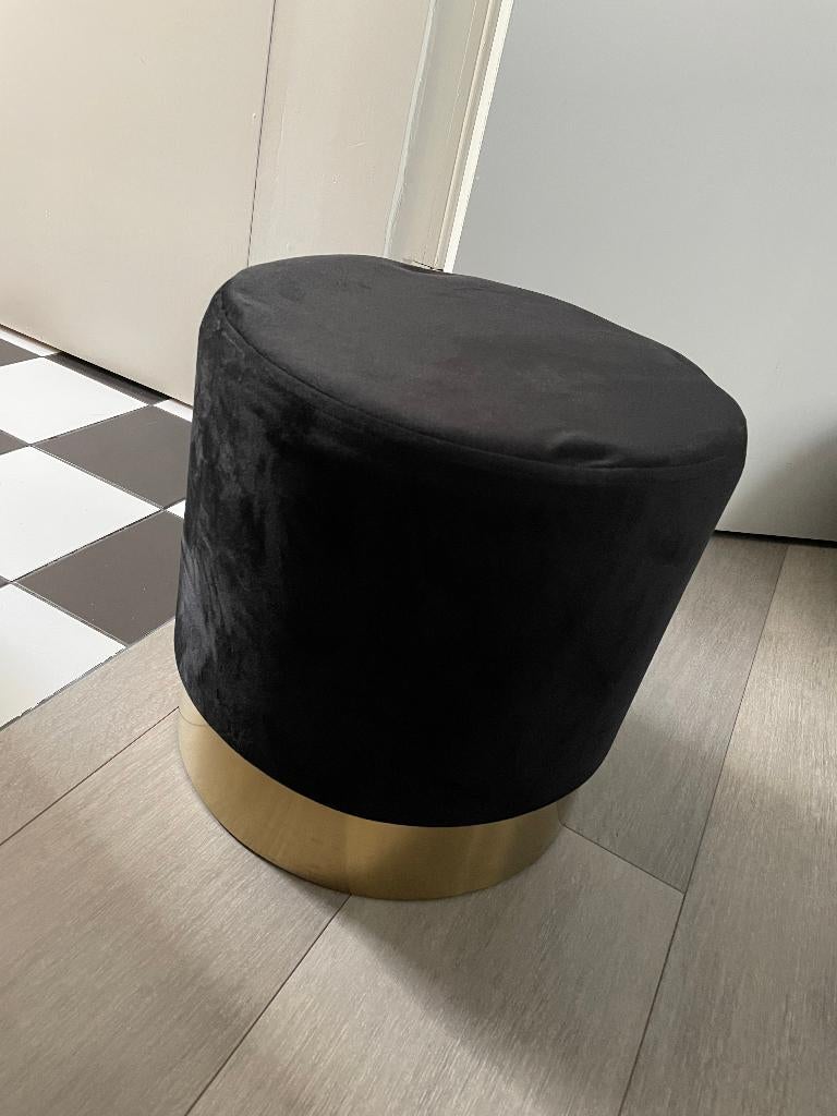 Pouf rond en velours noir, Neuf, Rond, Enlèvement, Moins de 50 cm